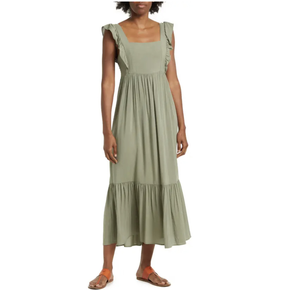 Love Ady FLUTTER SLEEVE MAXI DRESS IN PARAKEET